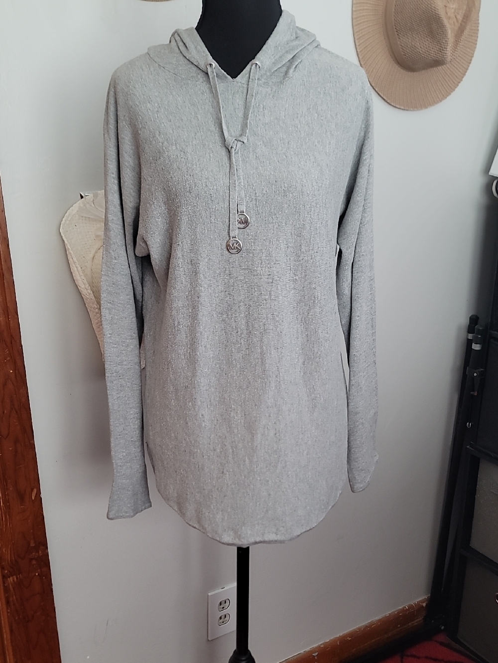 Michael Kors Light Gray Hooded Crewneck Pullover